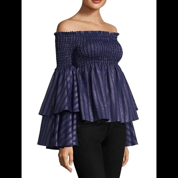 Caroline Constas     Appolonia Smocked Tiered Top SIZE XS - Picture 14 of 14